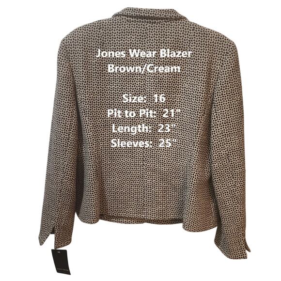 Jones Wear Blazer, Mink Multi, 16, NWT - Picture 3 of 11